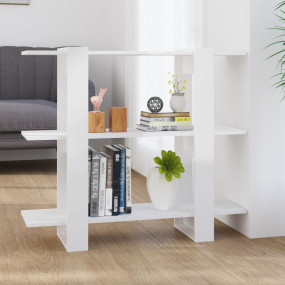 Book Cabinet High Gloss White Engineered Wood Medium Bo...