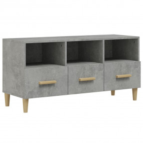 TV Cabinet Concrete Gray Engineered Wood, Solid Eucalyp...
