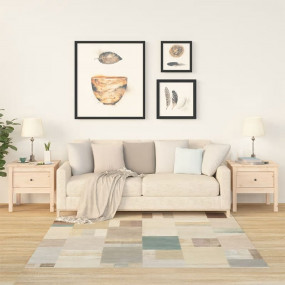 Side Table Set of 2 Light Brown Solid pine wood Small