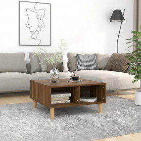 Coffee Table Brown Oak Engineered Wood, Solid Eucalyptu...