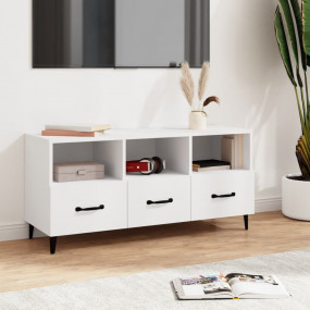 TV Cabinet White Engineered Wood Medium TV Cabinet Rect...