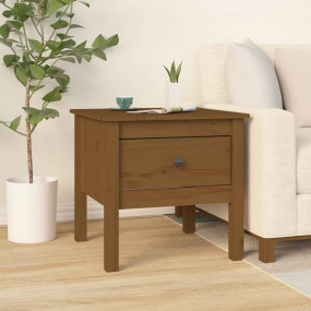 Side Table Honey Brown Solid Pine Wood Small Side Table...