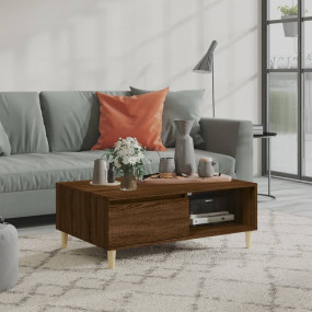 Coffee Table Brown Oak Engineered wood, Solid eucalyptu...