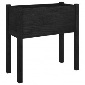 Garden Planter Set of 2 Black Solid pinewood