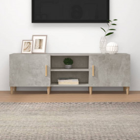 TV Cabinet Concrete grey Engineered wood, Solid eucalyp...