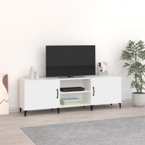 TV Cabinet White Engineered wood, Iron Standard TV Cabi...