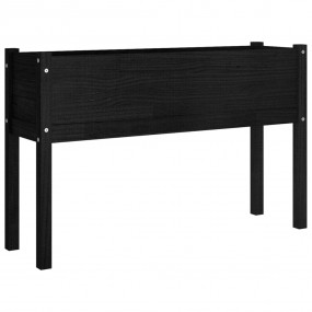 Planter Set of 2 Black Solid Pinewood 43.3 x 12.2 x 27....