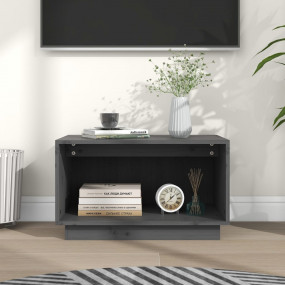 TV Stand Grey Solid Pine Wood 23.6 x 13.8 x 13.8 in TV ...
