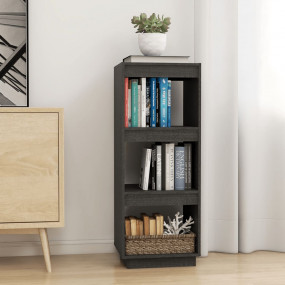 Book Cabinet Gray Solid Pine Wood Medium Book Cabinet