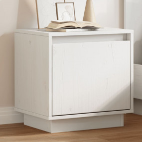 Modern White Bedside Cabinet Solid Pinewood Medium Nigh...