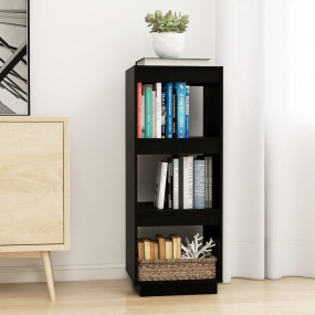 Book Cabinet Black Solid Pine Wood Medium Book Cabinet