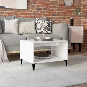 Coffee Table High gloss white Engineered wood, metal Me...