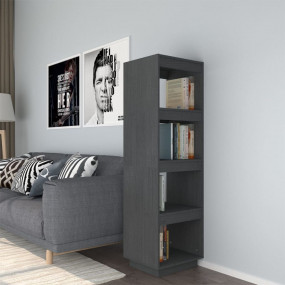 Book Cabinet Grey Solid Pinewood Medium Book Cabinet