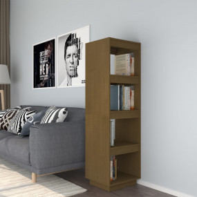 Book Cabinet Honey brown Solid pine wood Medium Book Ca...