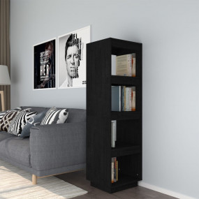 Book Cabinet Black Solid pinewood Tall and narrow Book ...