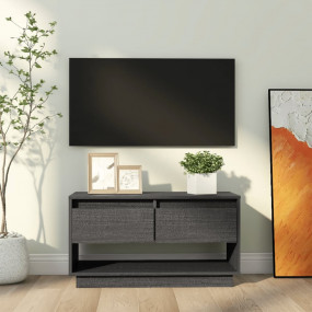 TV Stand Grey Solid Pine Wood TV Stand Rectangular Mini...