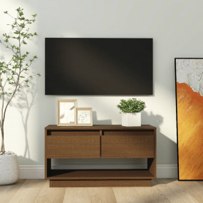 TV Stand Honey brown Solid pine wood Medium TV Stand