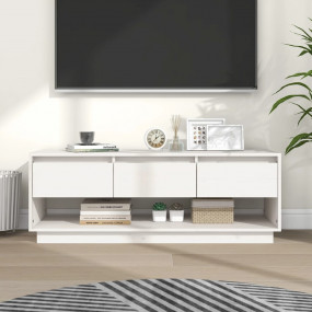 TV Stand White Solid Pine Wood Medium Solid Wood TV Cab...
