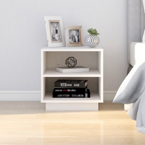 Bedside Cabinet White Solid pinewood Standard Bedside C...