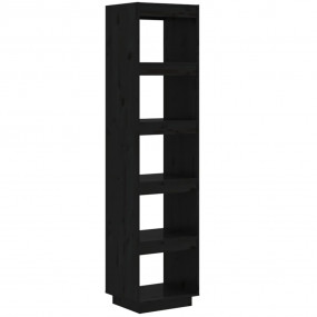 Book Cabinet Black Solid pine wood 15.7x13.8x65.7 in Bo...