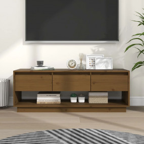 TV Stand Honey brown Solid pine wood Medium TV Stand