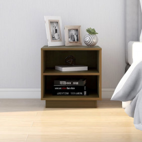 Bedside Cabinet Honey Brown Solid Pine Wood 15.7x13.4x1...