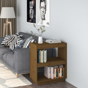 Book Cabinet Honey brown Solid pine wood Medium Book Ca...