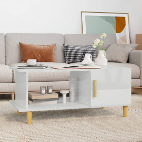 Coffee Table High gloss white Engineered wood, solid eu...