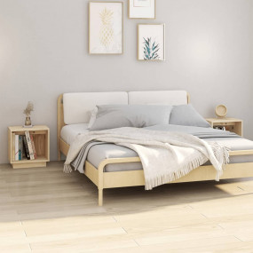 Bedside Cabinet Set of 2 Natural Wood Solid pinewood Me...