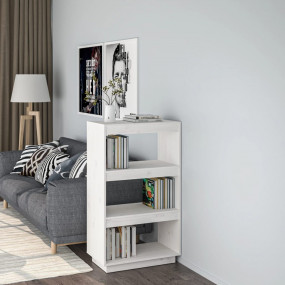Book Cabinet White Solid pine wood 23.6x13.8x40.6 in Bo...