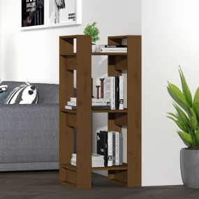 Book Cabinet Honey brown Solid pine wood Medium Book Ca...