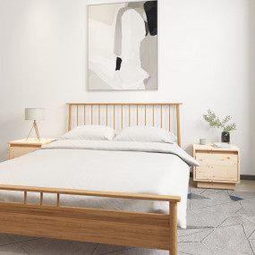 Bedside Cabinet Set of 2 Natural wood Solid pinewood Co...