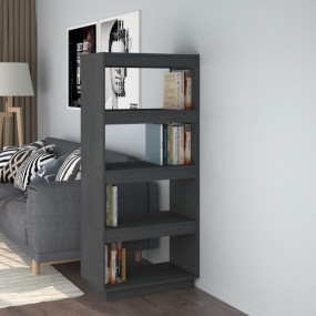 Book Cabinet Grey Solid Pine Wood Medium Book Cabinet