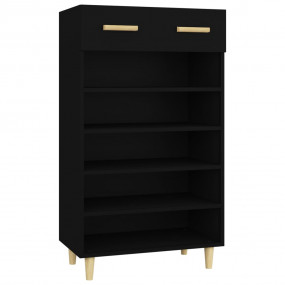 Shoe Cabinet Black Engineered Wood Medium Shoe Cabinet