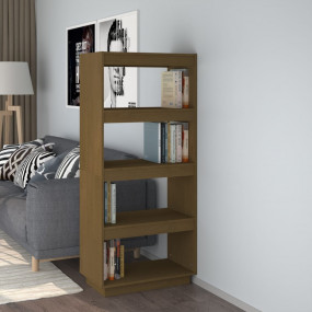 Book Cabinet Honey Brown Solid Pine Wood Medium Book Ca...