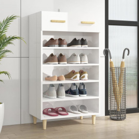 Shoe Cabinet High gloss white Engineered wood Tall Shoe...