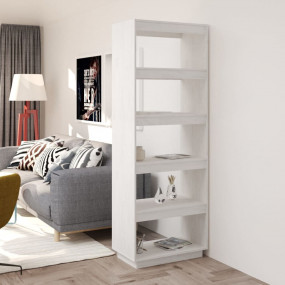 Book Cabinet White Solid Pine Wood Medium Book Cabinet