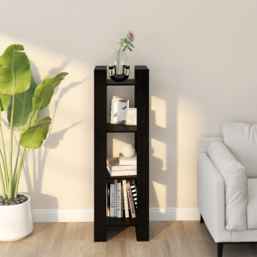 Book Cabinet Black Solid Pine Wood 16.1x13.8x49.2 in St...