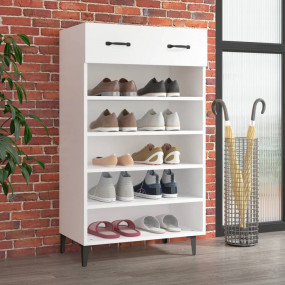 Shoe Cabinet White Engineered wood, Iron 23.6 x 13.8 x ...