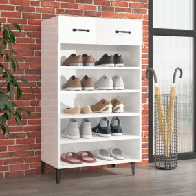 Shoe Cabinet High Gloss White Engineered Wood, Iron 41....
