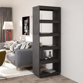 Book Cabinet Grey Solid Pinewood Medium Book Cabinet