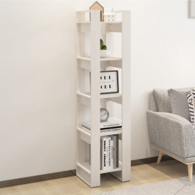 Book Cabinet White Solid Pine Wood Medium Book Cabinet