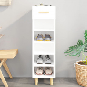 Shoe Cabinet White Engineered wood Slim and tall Shoe C...