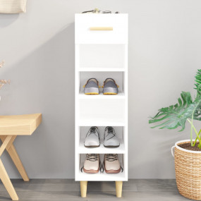 Shoe Cabinet High gloss white Engineered wood Slim, Tal...