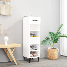 Shoe Cabinet White Engineered wood Tall and slim Shoe C...