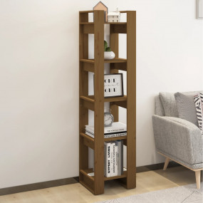 Book Cabinet Honey brown Solid pine wood Medium Book Ca...