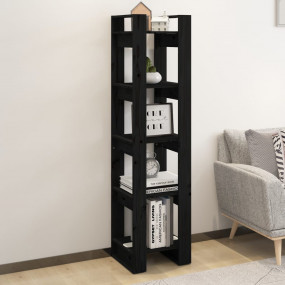 Book Cabinet Black Solid Pine Wood Medium Book Cabinet