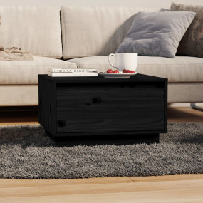 Coffee Table Black Solid Pine Wood Medium Coffee Table