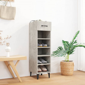 Shoe Cabinet Concrete Grey Engineered Wood Slim Shoe Ca...