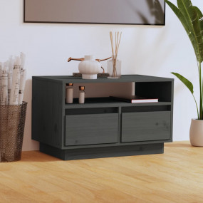 TV Cabinet Grey Solid Pine Wood Medium TV Cabinet Recta...